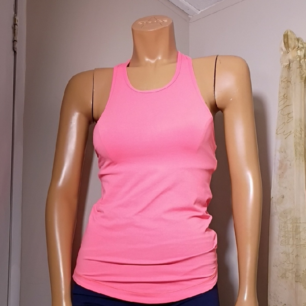 Lululemon Athletica Bright Orange A small bag behind the neck Tank Top